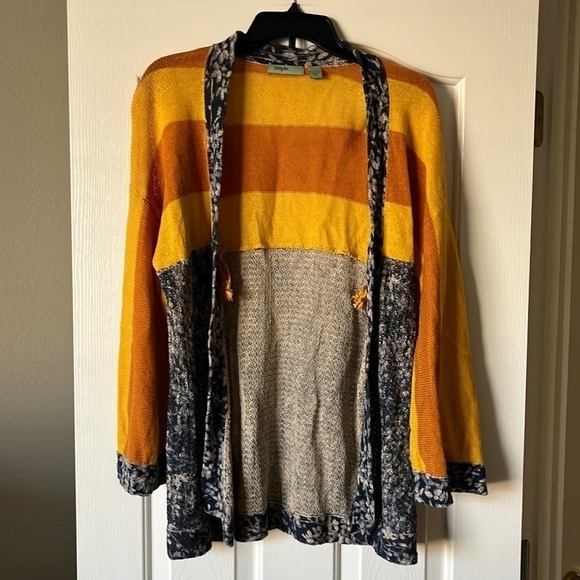 Anthropologie Sweaters - Anthropologie Maple orange and blue cardigan sweater size S